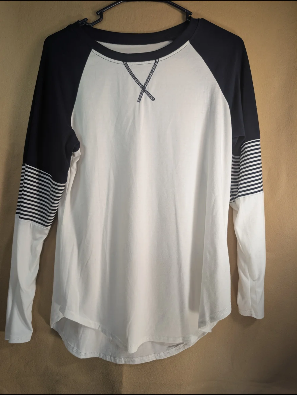 Women’s Long Sleeve Raglan Top - White and Black